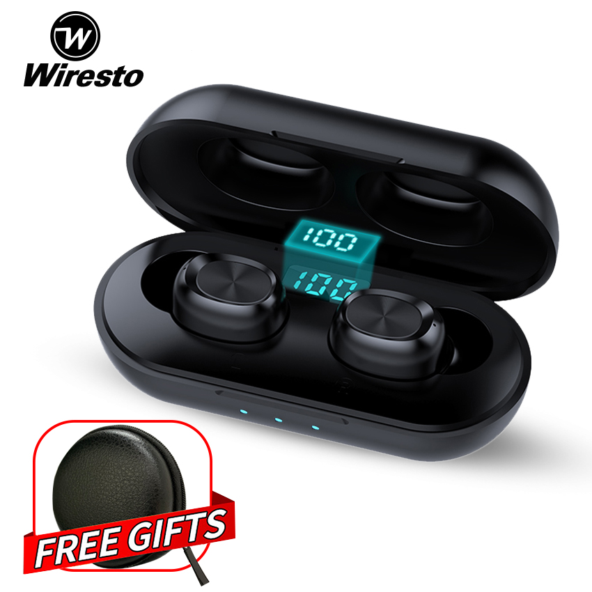 Wiresto tai nge bluetooth không dây True Wireless Earbuds Mini Bluetooth Earphone Stereo Headphone Binaural Call Touch Control Sport Earpiece Small Invisible Headset with Microphone Free Case Box Charging Case