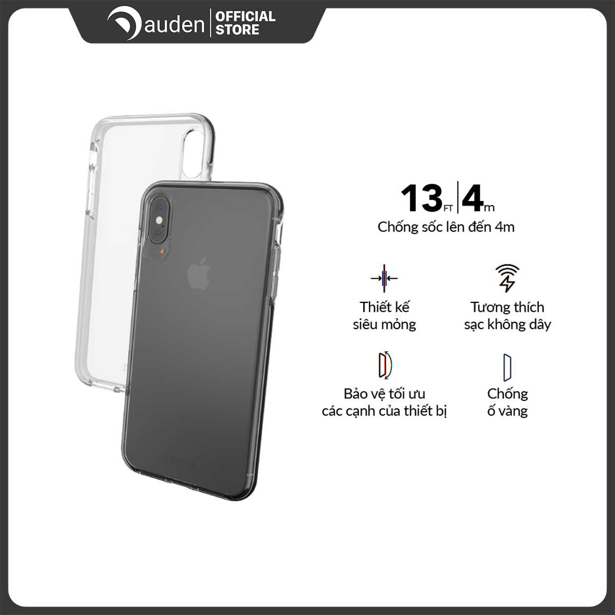 Ốp lưng chống sốc Gear4 D3O Crystal Palace 3m cho iPhone Xs Max - Dâu Đen Store