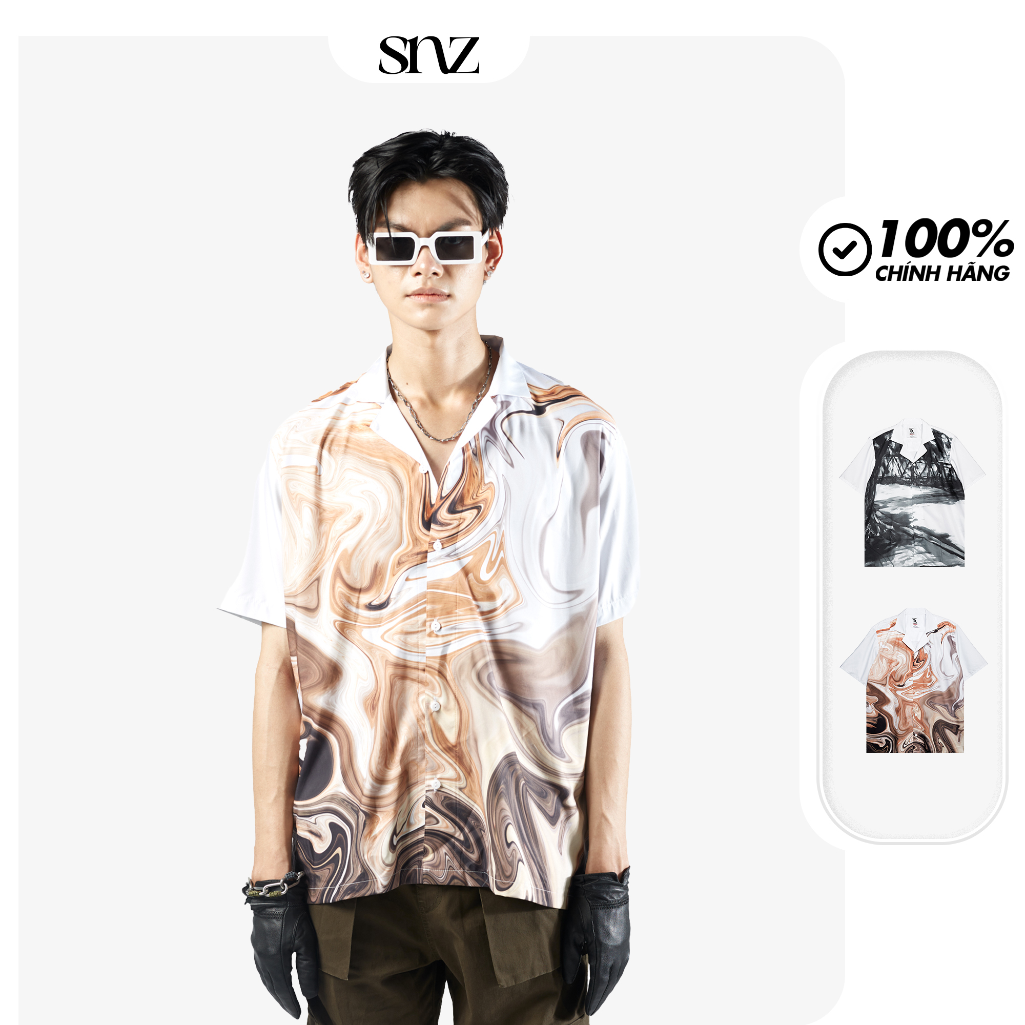 Áo sơ mi nam snazzy vải lụa thoáng mát form regular họa tiết thoải mái cuban shirt
