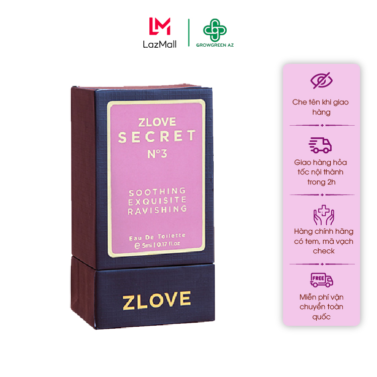 ZLVS3- Nước Hoa Vùng Kín ZLOVE SECRET NO.3 Eau De Parfum 3 Tầng Hương Thơm Ngọt Tinh Tế Lôi Cuốn 5ml [Che Tên Kín Đáo]