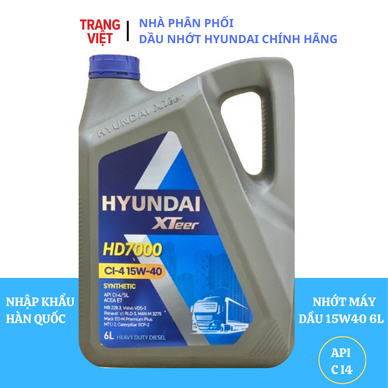 Nhớt ô tô động cơ Diesel HYUNDAI XTEER HD7000 15W40 CI4 6L