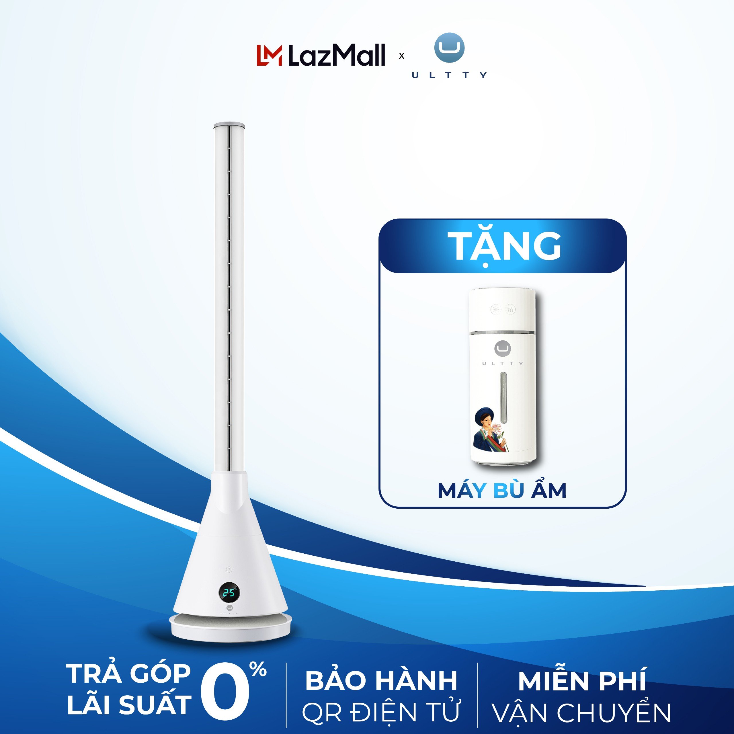 Quạt Sưởi Ấm Và Làm Mát Hai Chiều ULTTY SKJ-CR018H, Chất Liệu Sưởi Gốm Ceramic Không Đốt Cháy Oxy, Không Khô Da, Tự Động Tắt Khi Quá Nhiệt - Màu Trắng