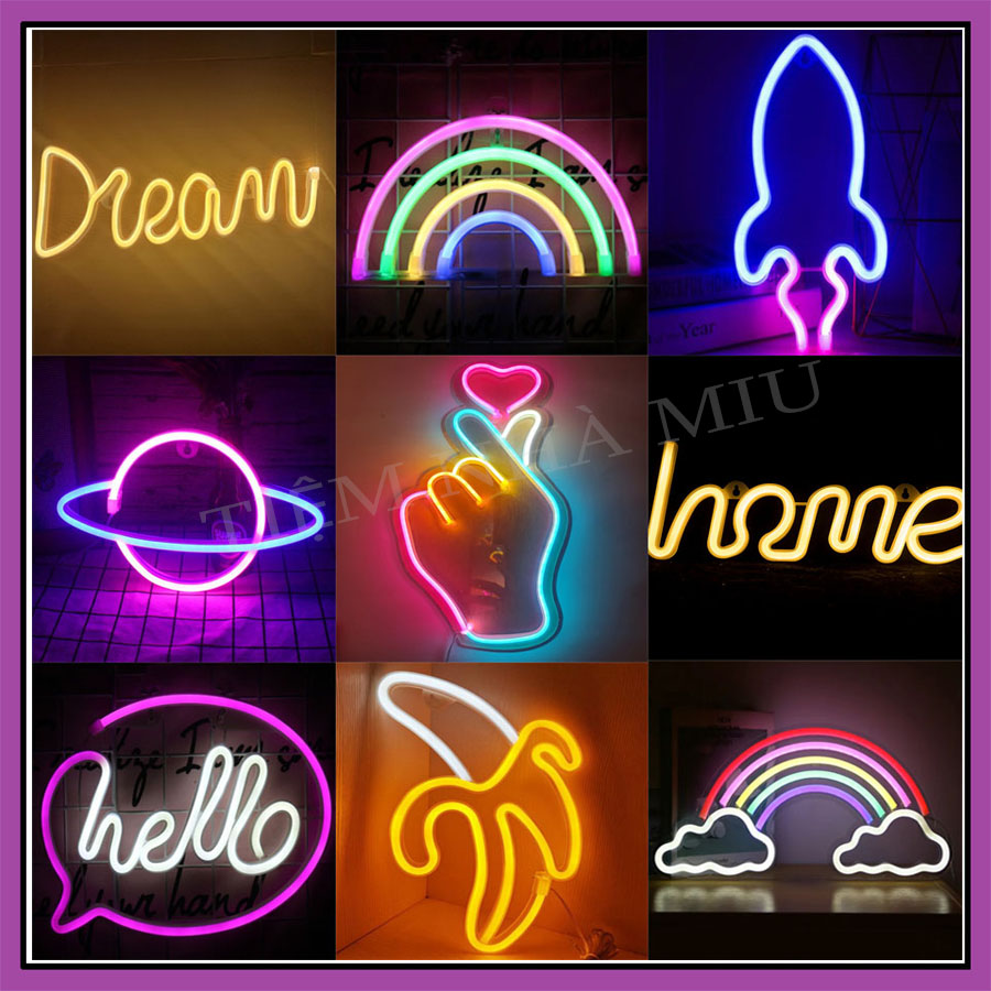 [Tặng móc treo] Đèn led neon nhiều mẫu, đèn trang trí, decor phòng ngủ - Thích hợp làm đèn decor, trang trí quán