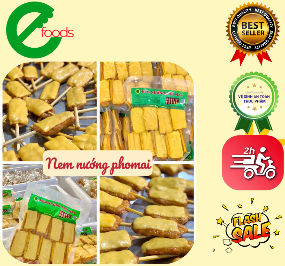Nem nướng phô mai 380g- 8 cây nướng thơm ngon béo ngậy
