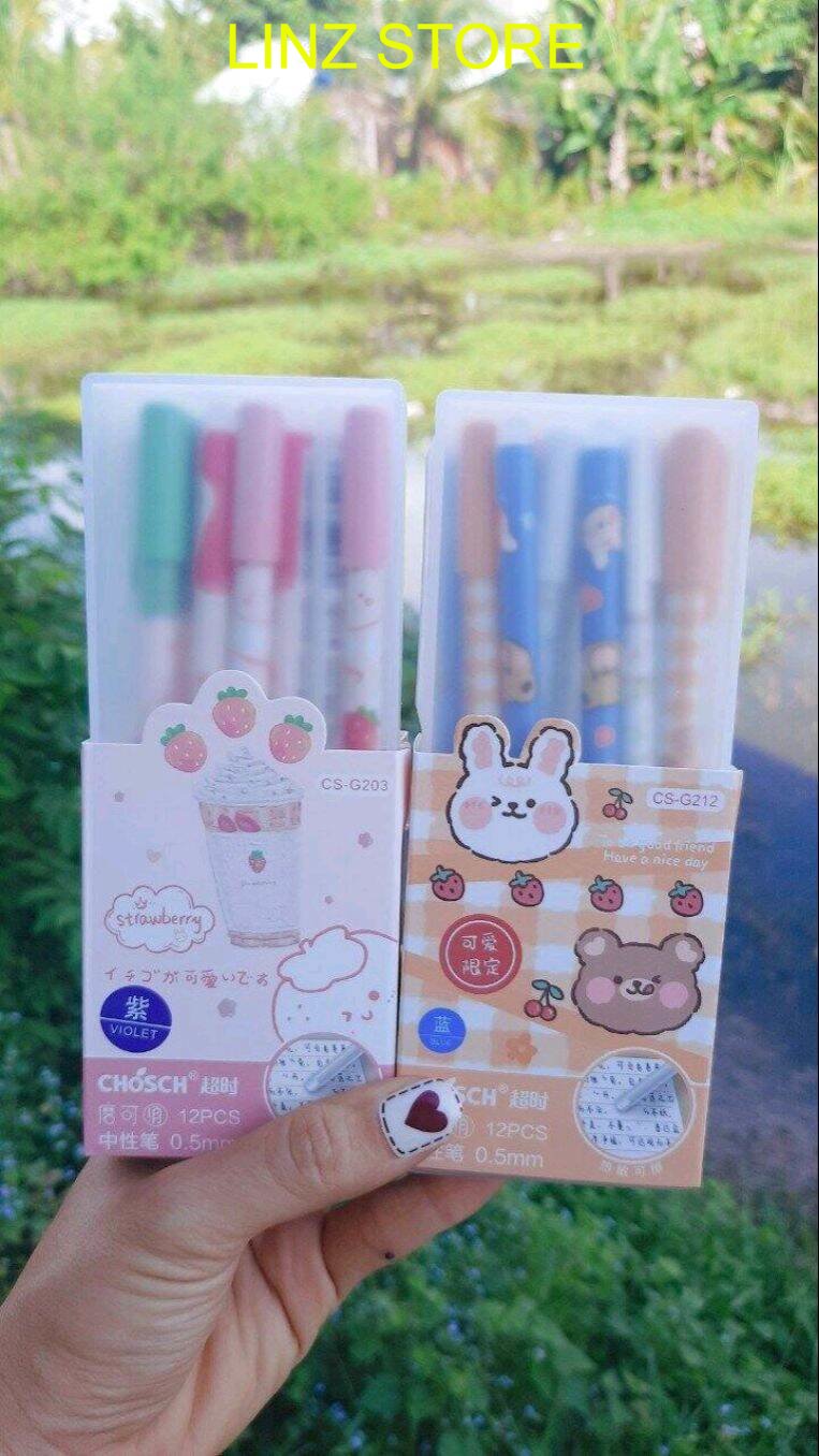 Bút gel màu tím/xanh tẩy được. Linzstore89