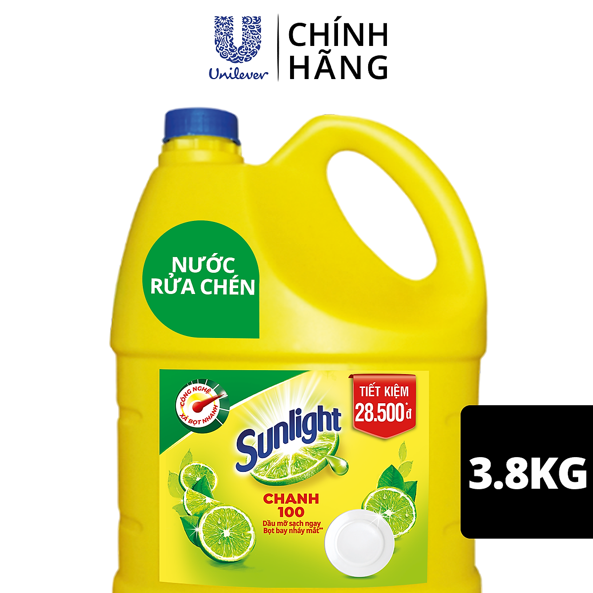 Nước Rửa Chén Sunlight Chanh 3.6kg Công Nghệ Mới Dạng Chai