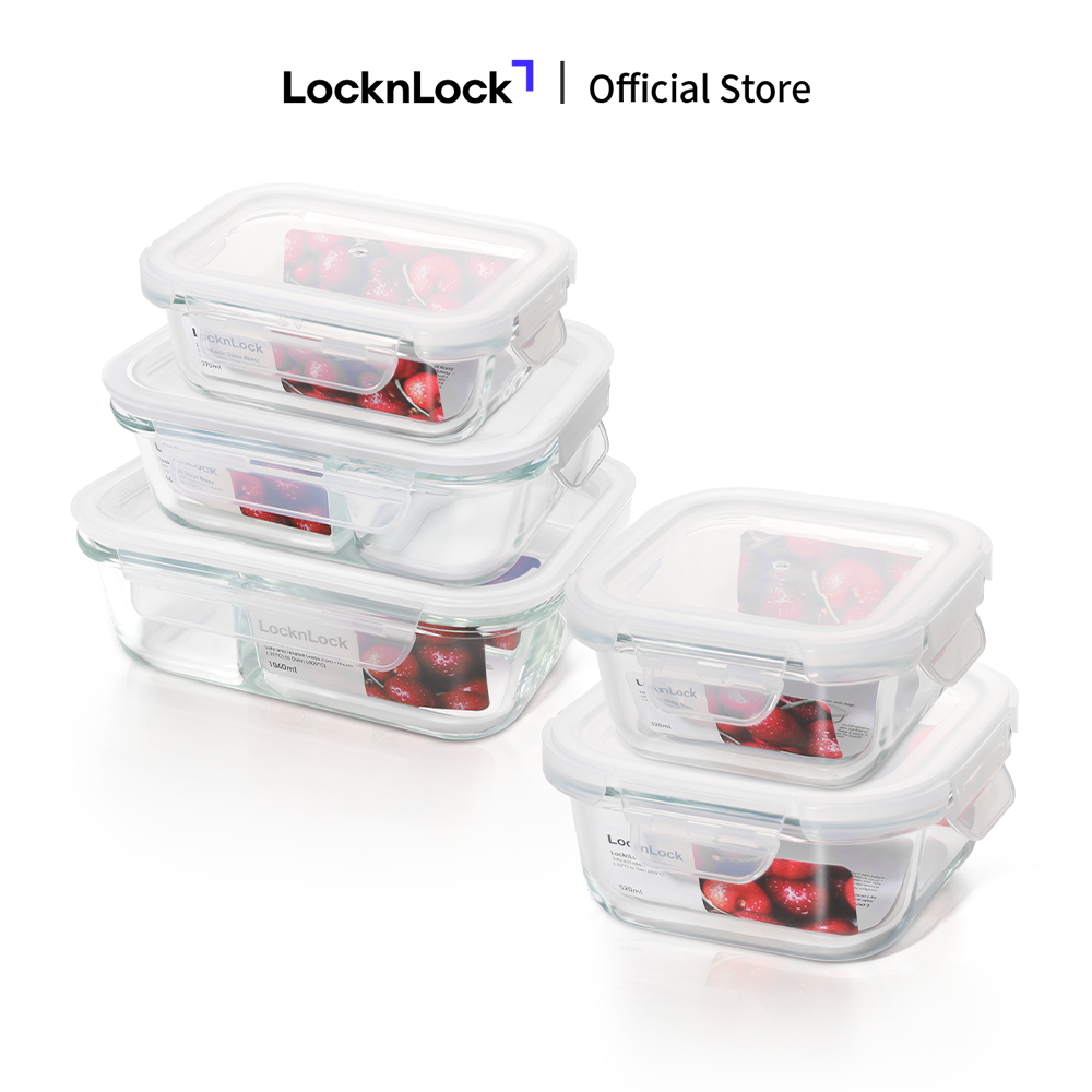 Hộp đựng thực phẩm thủy tinh LockLock Blanc glass food container - Nắp kín 4 khóa chống tràn, thủy tinh cách nhiệt dùng trong lò vi sóng