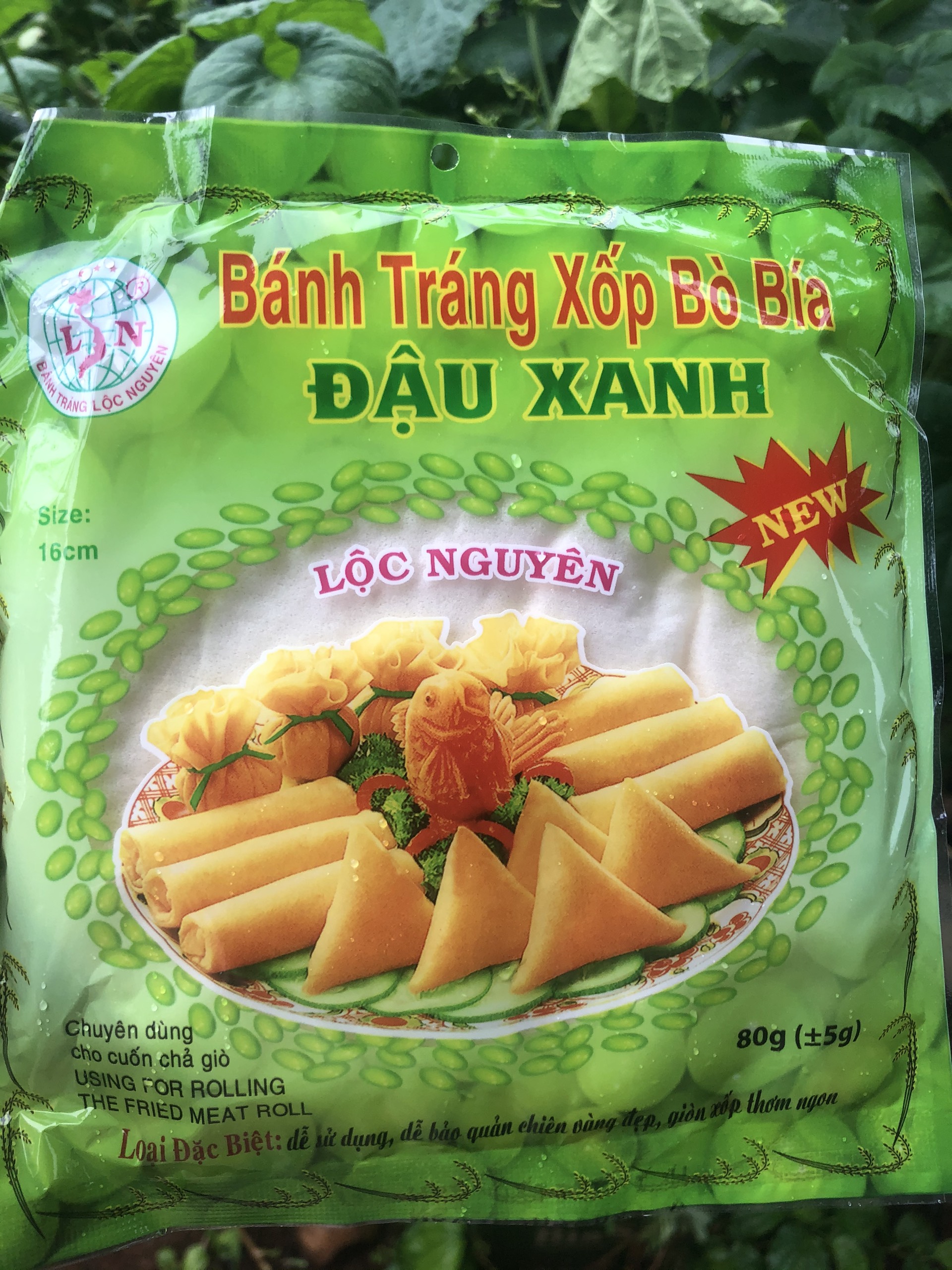 Bánh tráng xốp bò bía đậu xanh 80g chuyên cuốn chả giò chay-mặn. Date 11.2021