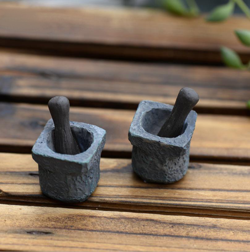 [HCM]Mô hình chày và cối trang trí tiểu cảnh thủy sinh terrarium chậu cây cảnh sen đá bánh kem xương rồng