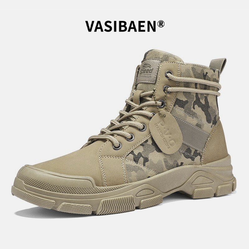 VASIBAEN Giày cao cổ nam phong cách nóng xu hướng giày cao cổ nam xu hướng bình thường Martin boots retro sa mạc giày lười Giày nam công sở thoáng khí giày cao cổ giày cao phiên bản Hàn Quốc của xu hướng Anh ngụy trang trong bộ quần áo giúp công sở thủy t