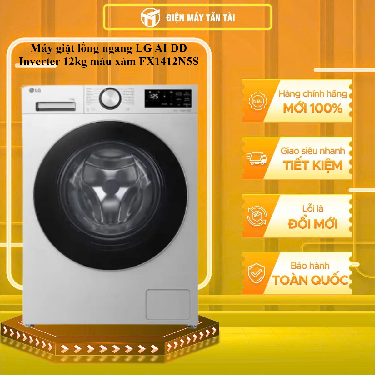FX1412N5S - Máy giặt LG AI DD Inverter 12kg màu xám FX1412N5S - GIẶT NƯỚC NÓNG - MIỄN PHÍ GIAO HCM