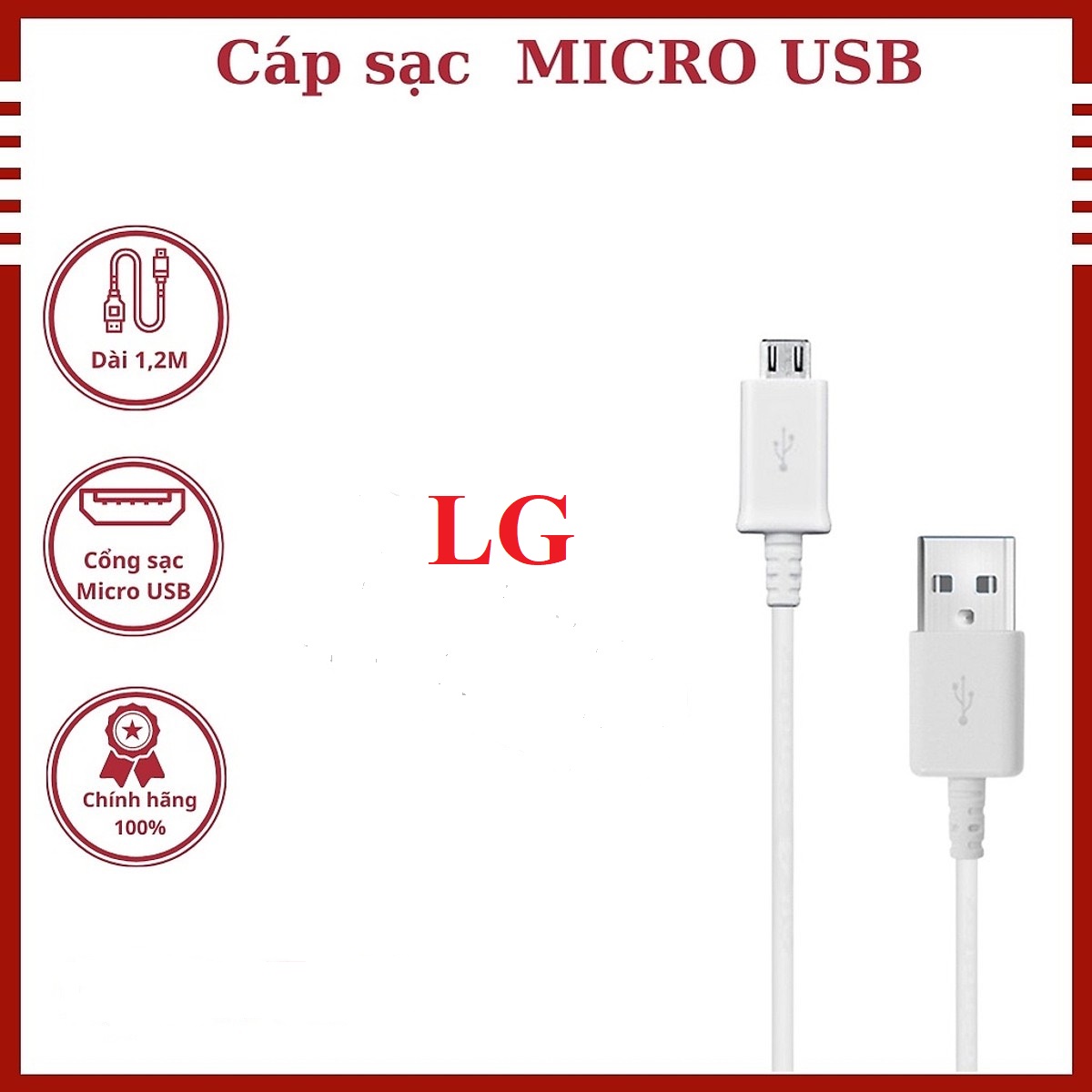 Dây sạc LG chân micro bóc máy
