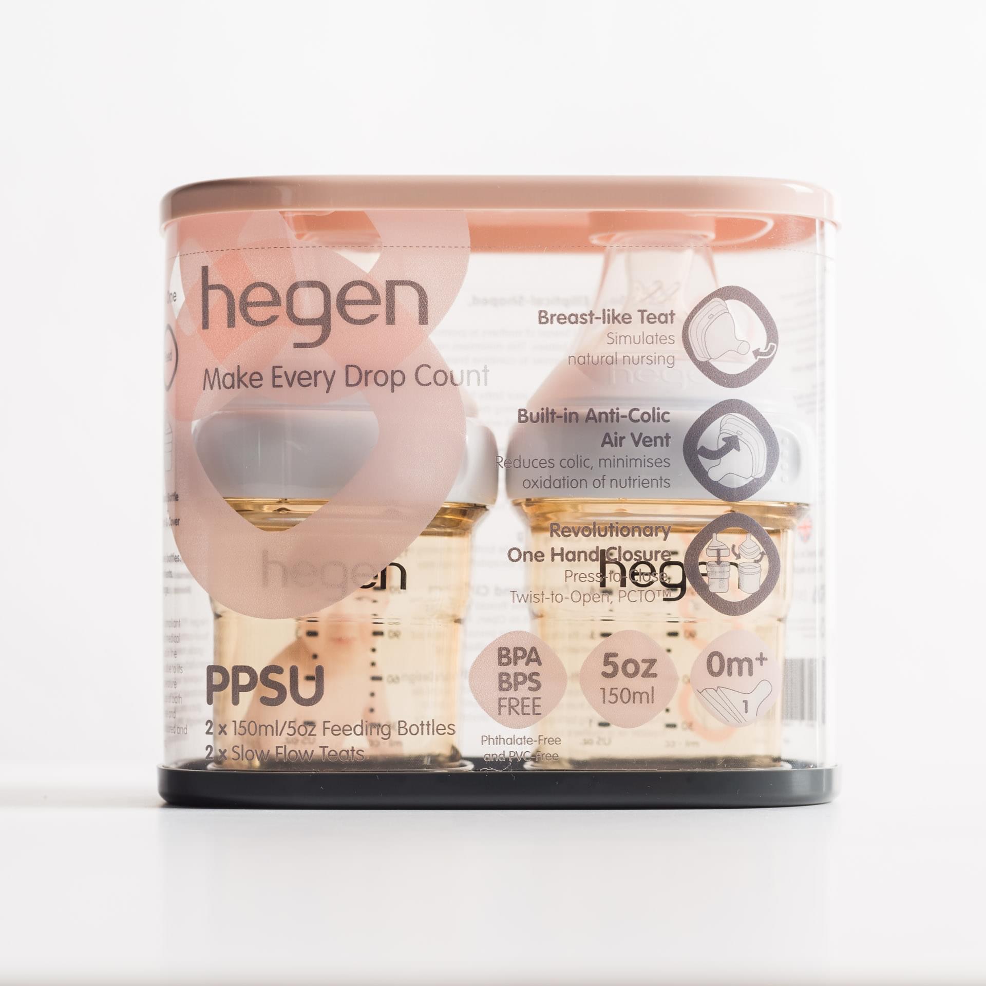 [ CHÍNH HÃNG- FULL BOX] SET bình sữa Hegen PPSU 150ml núm ti dành cho bé 0-3 tháng tuổi