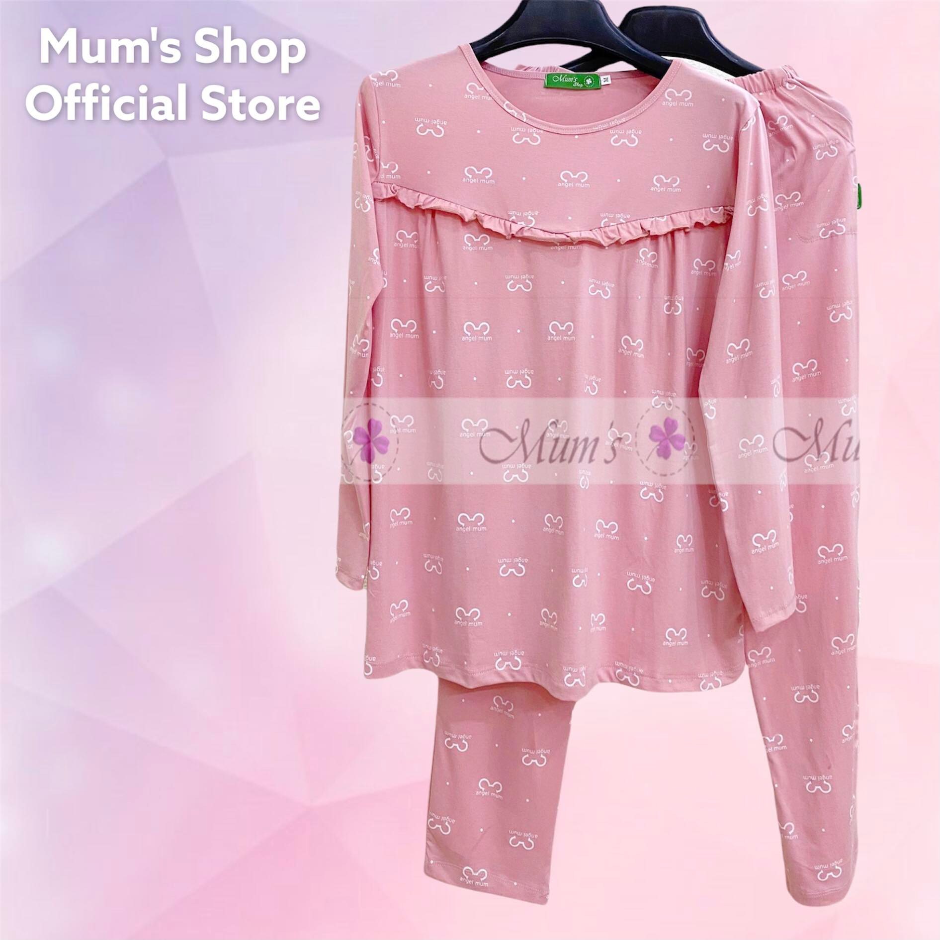 Đồ bộ bầu và sau sinh bộ cotong mickey bèo ngực dài tay mặc cả bầu và sau sinh cho bé ti mum's shop đồ bầu thiết kế bss079
