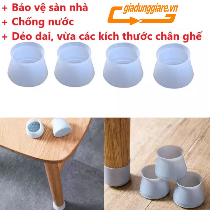 Bộ 4 cái Bọc chân Ghế, chân Bàn Silicon tiện ích - Chống trầy xước sàn nhà, chống trơn trượt, chống ồn - giadunggiare