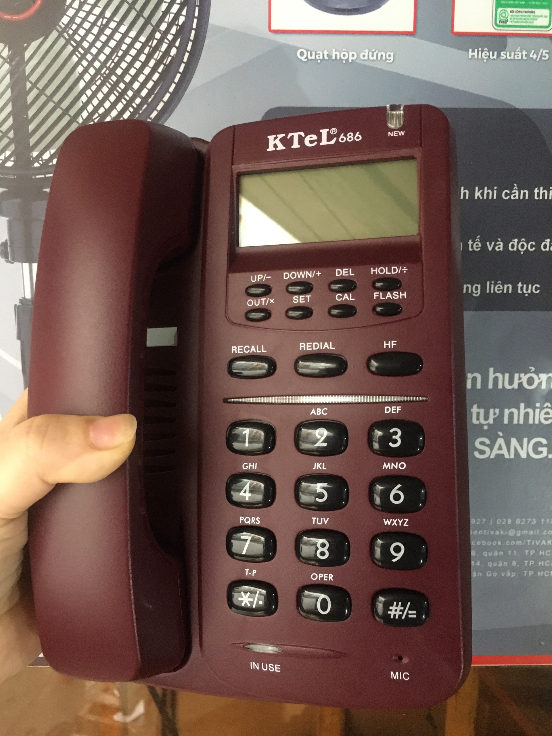 Điện thoại bàn Ktel 686 hiện số gọi đến