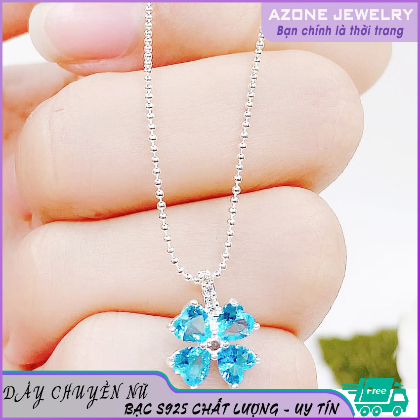 Dây chuyền nữ | Dây chuyền nữ bạc | Dây chuyền bạc nữ [FREESHIP] Mặt cỏ 4 lá chất liệu bạc S925 Chiều dài dây 44cm Mặt dời có thể thay đổi theo ngày #AZDC009 - Azone 24h Dây chuyền | Dây chuyền bạc