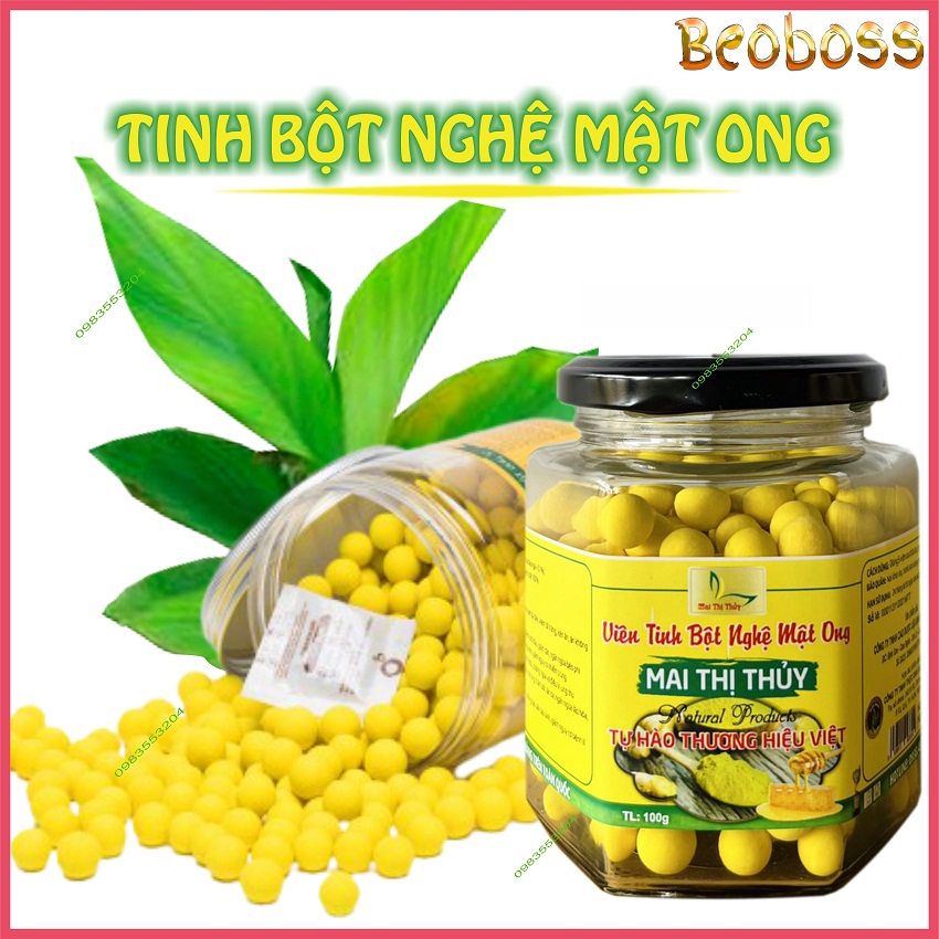 [TẶNG TINH DẦU TRÀM NGUYÊN CHẤT 30K+FreeShip]Tinh bột nghệ mật ong nguyên chất dạng viên Mai Thị Thủy loại cao cấp Beoboss dùng cho viêm loét dạ dày, giảm cân, viêm khớp, tăng cường sức đề kháng, làm chậm quá trình lão hóa, đẹp d