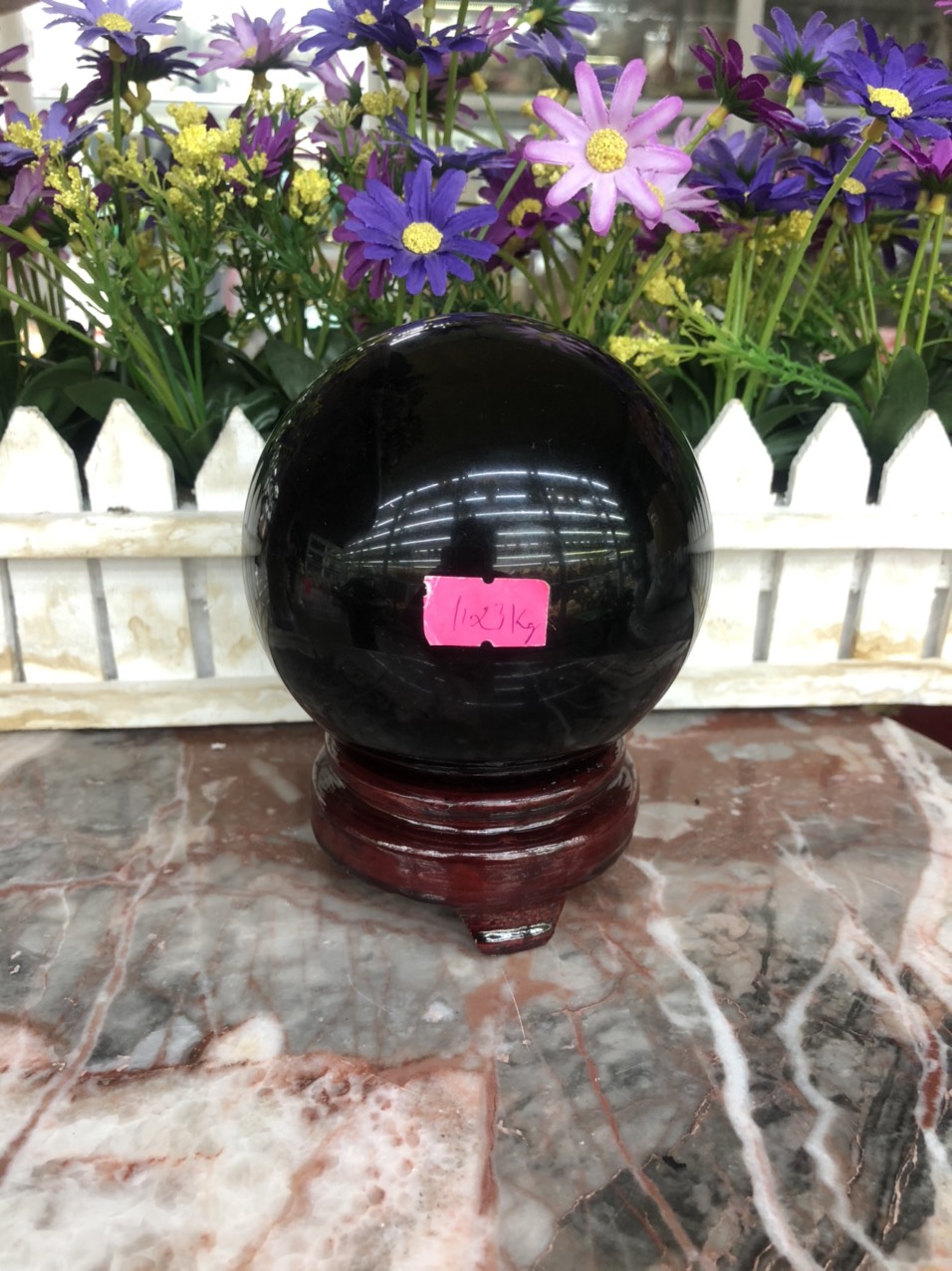 Quả cầu phong thủy đá thạch anh đen - Đường kính 9,7cm; 9,9cm và 10cm