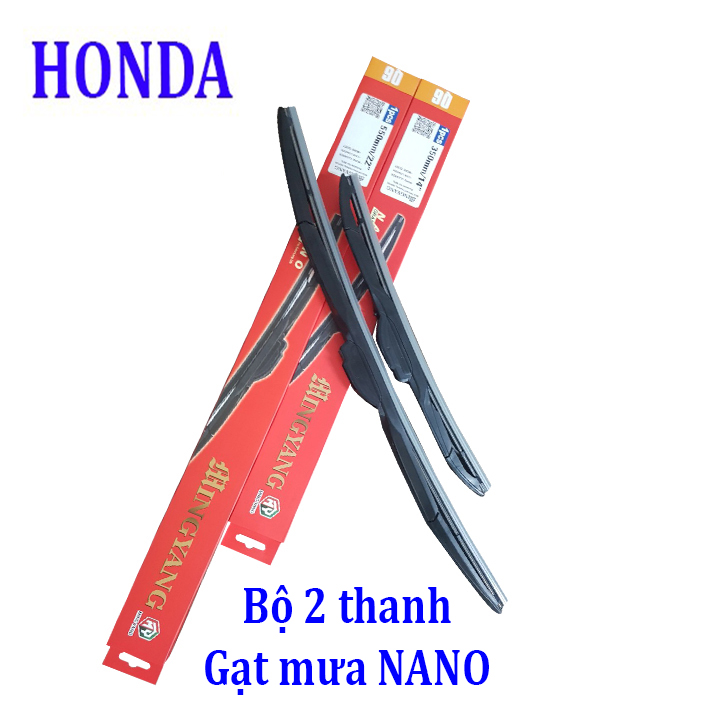 Bộ 2 thanh gạt nước mưa ô tô đa năng Nano cao cấp dành cho hãng xe Honda: Accord-Civic-Hrv-City-Jazz-Crv​​​​​​​