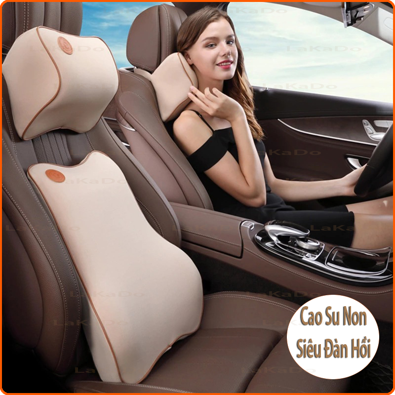 Gối tựa đầu, tựa lưng cao su non Cao cấp siêu Đàn Hồi, không xẹp lún, chống mỏi cổ, lưng-lakado