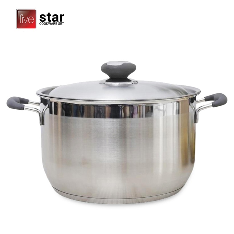 Nồi inox 3 đáy nắp inox quai sillicone 26cm Fivestar N26-3DC