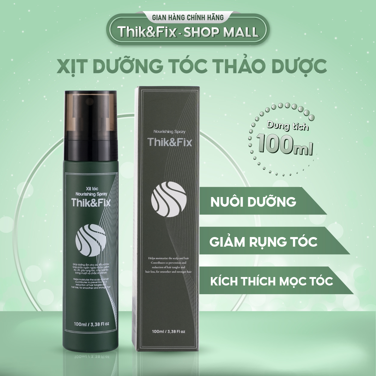 Xịt dưỡng tóc thảo dược Thik&Fix Dưỡng tóc chuyên sâu giảm gãy rụng kích thích mọc tóc