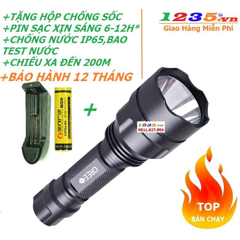 Đèn pin cầm tay siêu sáng fx-c8, đèn pin mini,đèn pin chống nước