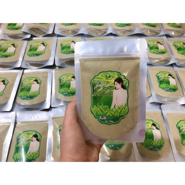 Bột cám gạo trà xanh cô gái đắp mặt,rửa mặt và tắm trắng body
