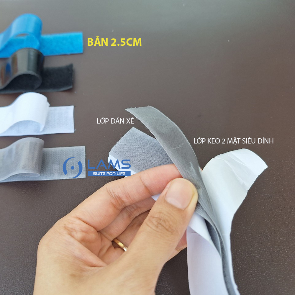 Miếng dán gai nhám velcro tape, miếng dán rèm, dán lưới... bản 2.5cm