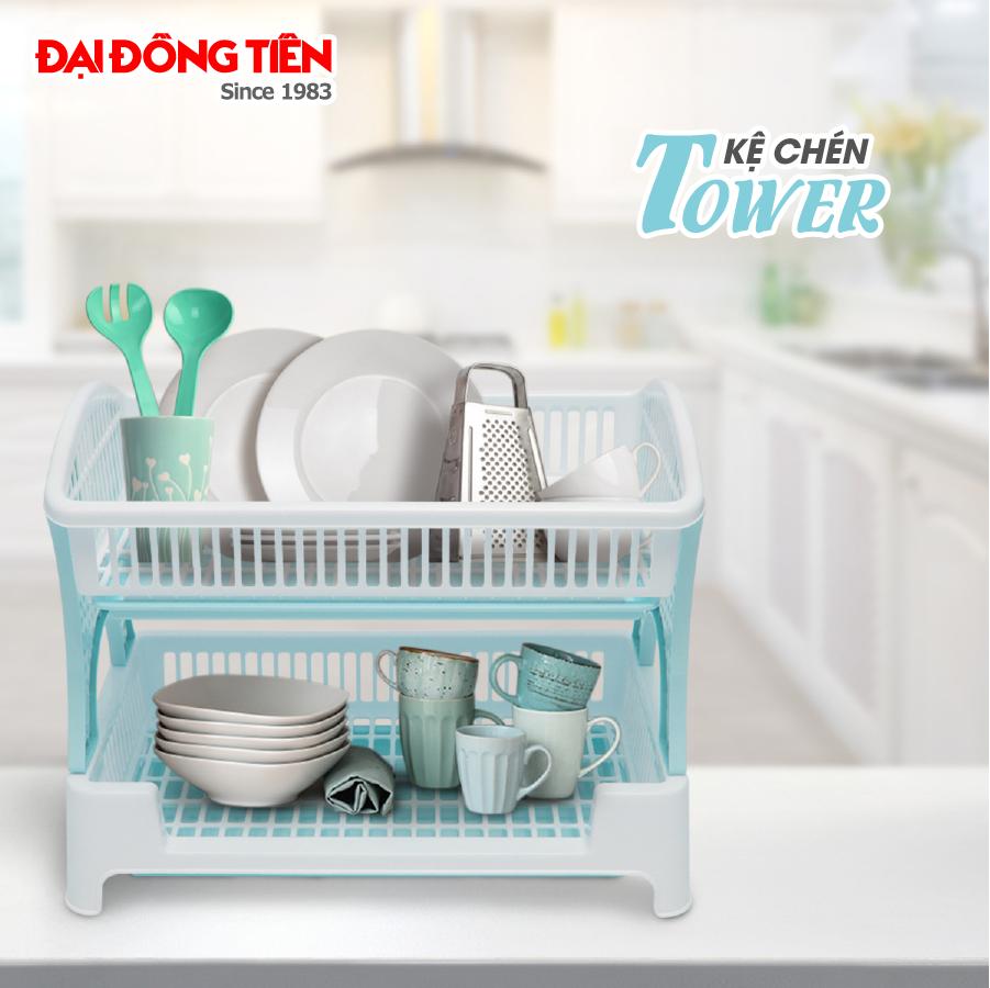 [HCM]Kệ Chén Tower ĐAI ĐỒNG TIẾN  - Màu Ngẫu Nhiên -Kích thước: 490 x 320 x 370 mm