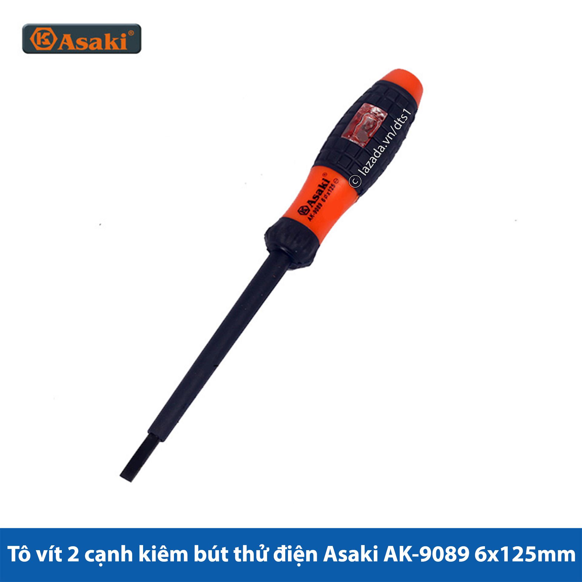 Tô vít 2 cạnh kiêm bút thử điện asaki ak-9089 6x125mm
