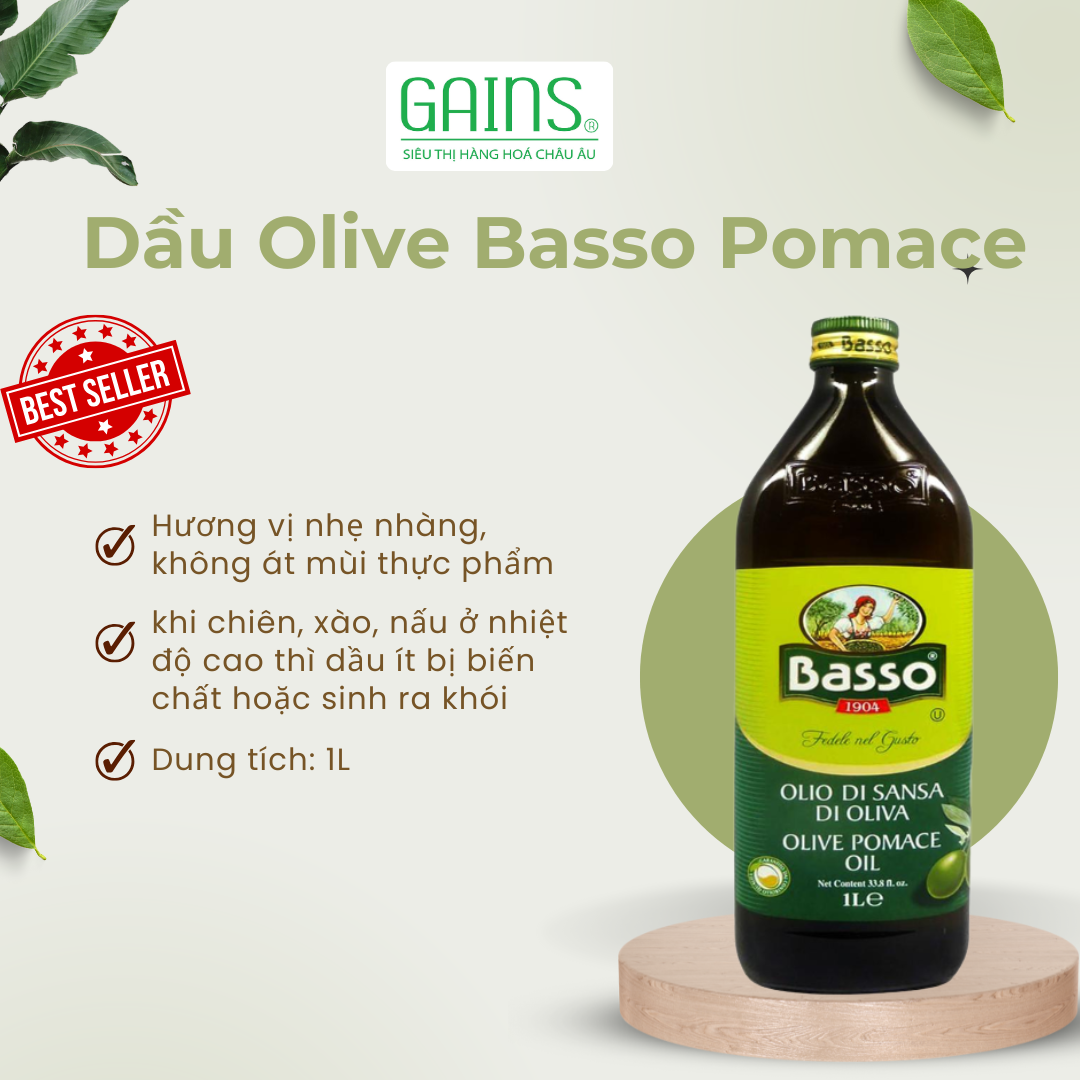  Dầu Olive Pomace Basso 1L Italia - date 18 2 2027 