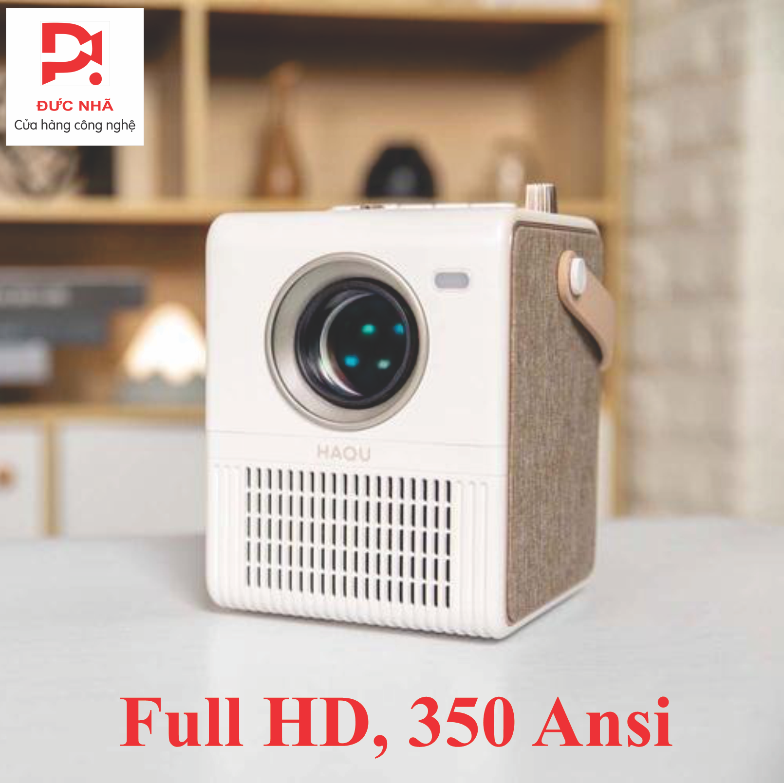 Máy chiếu haqu h1 tích hợp pin 7800mah full hd 1080p - 350 ansi lumens - android os 9.0