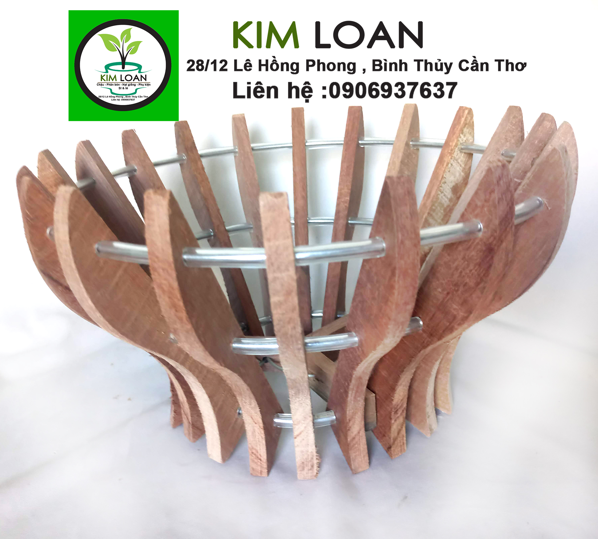 Combo 2 chậu lan gỗ hình cốc 26x15cm