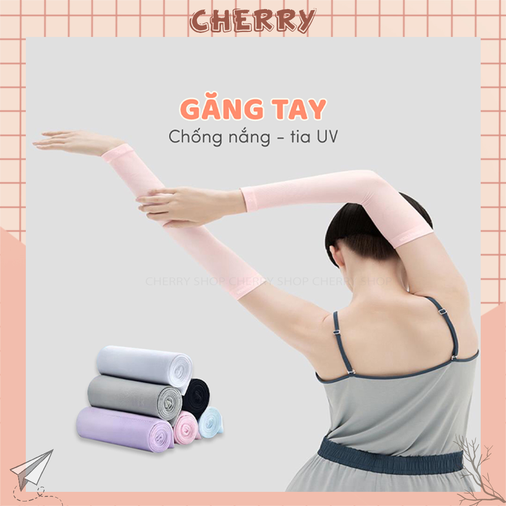 Gang tay chống nắng nam nữ chất liệu vải Hàn mát lạnh chống tia UV cực tốt - Cherry Shop