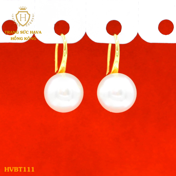 Khuyên Tai, Bông Tai Nữ Dáng Dài Mặt Đính Ngọc Trai, Titan Xi Mạ Vàng Non 24k Thật Cao Cấp (Không Bị Xỉn Đen) - Trang Sức Hava Hong Kong