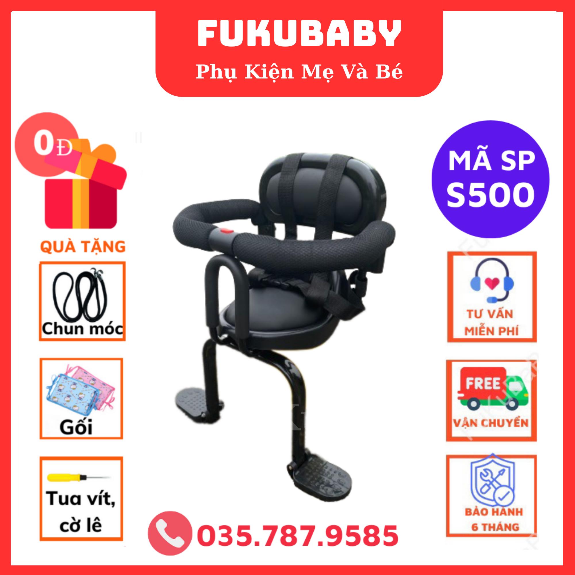 S500- Ghế ngồi xe máy số, xe máy air blade,ngồi sau xe đạp,