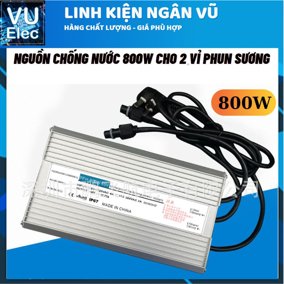 Nguồn chống nước ip67 dành cho vỉ phun sương 6 - 10 - 12 mắt