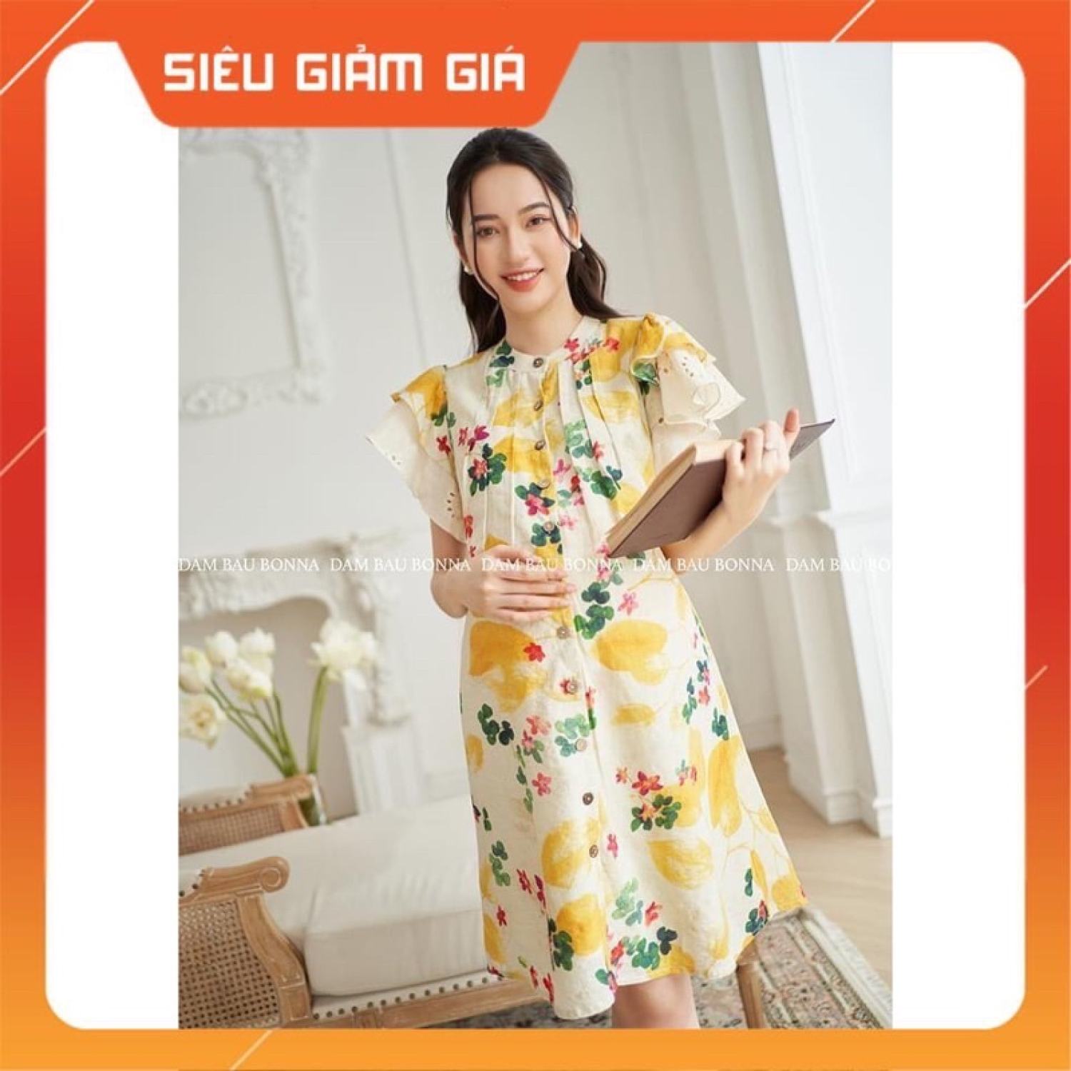 Váy bầu đầm bầu và sau sinh MAMA DRESS cúc thật bầu sau sinh con ti tiện lợi đi làm đi chơi thanh lịch thoải mái