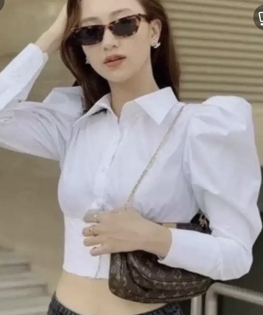 [HCM] ÁO SƠ MI CROPOPTOP TAY PHỒNG ÁO SƠ MI KIỂU FROM DƯỚI 48KG
