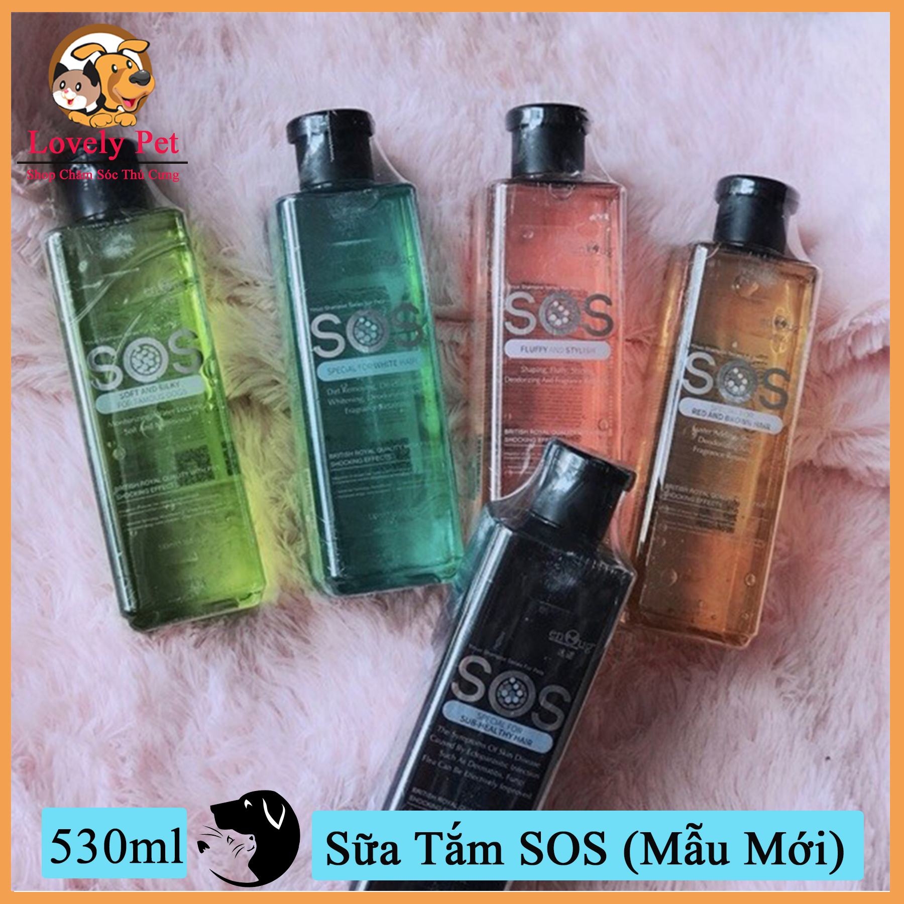 (Xả kho 3 ngày) [Mã WA090 giảm 49k đơn 315k] SỮA TẮM SOS MẪU MỚI CHO CHÓ VÀ MÈO 530ML