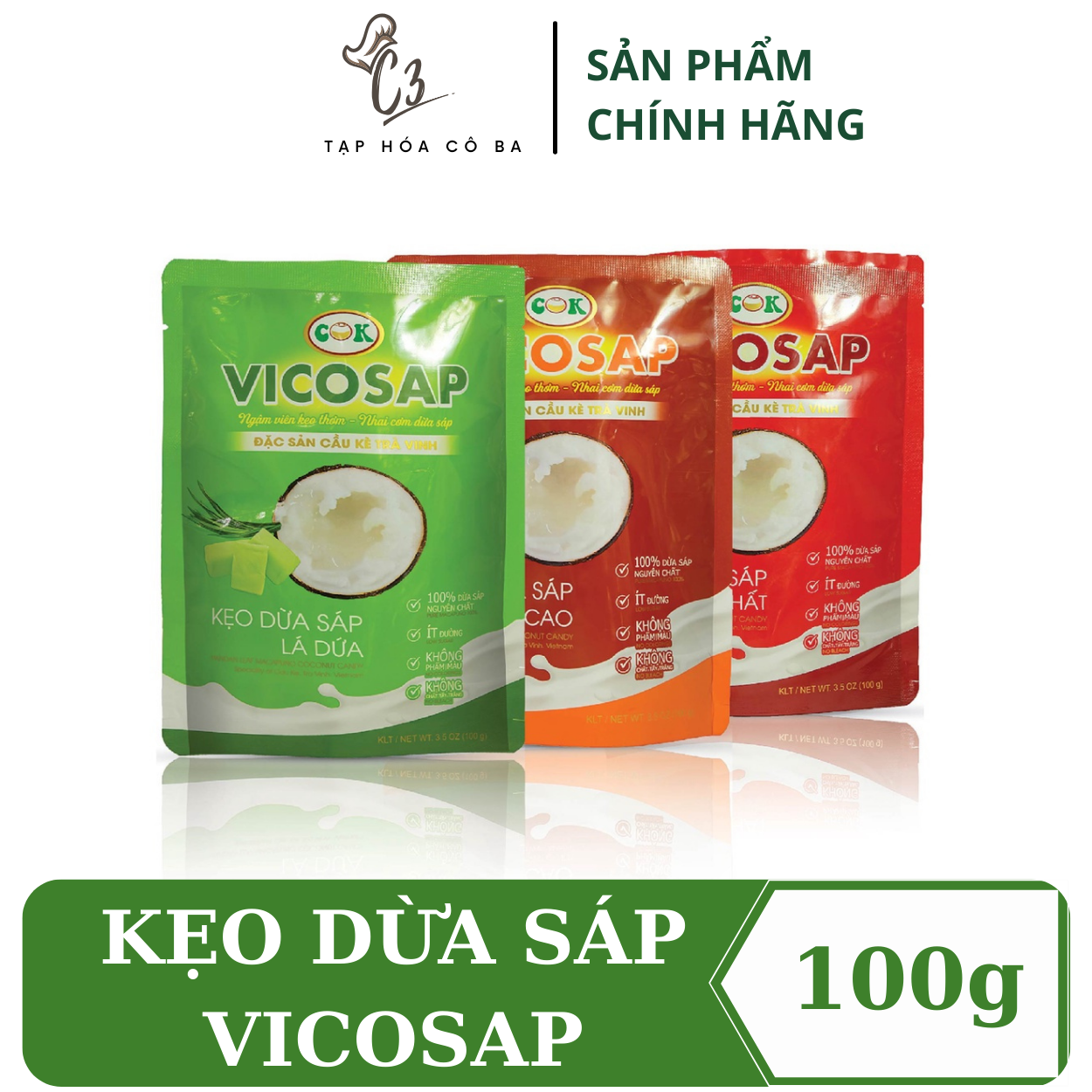 Kẹo dừa sáp Vicosap 100g đặc sản Cầu Kè Trà Vinh