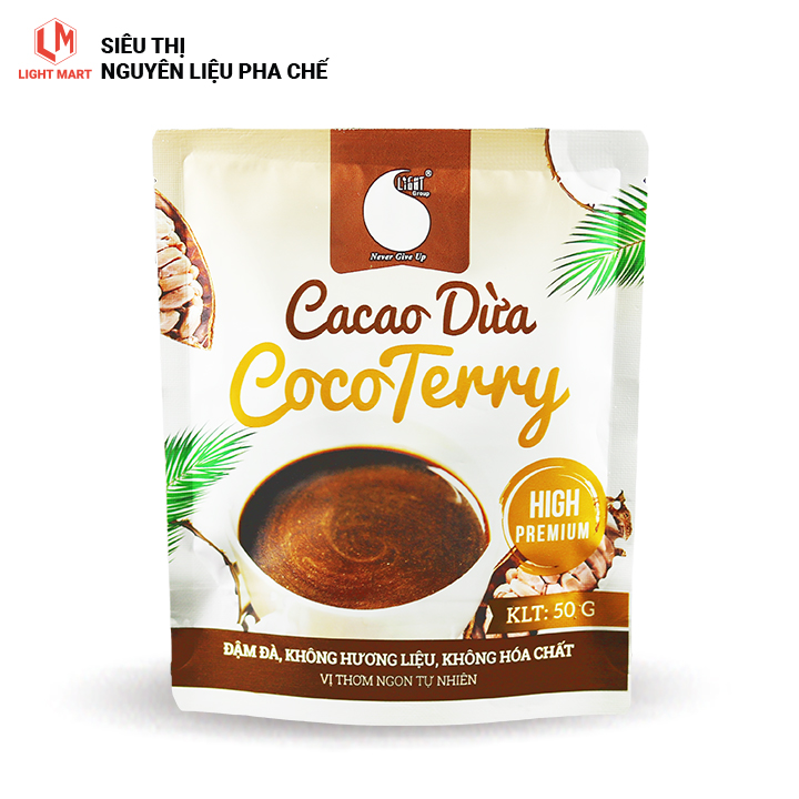 Cacao sữa dừa CocoTerry Light coffee, thơm cacao, béo vị dừa- Gói 50gr