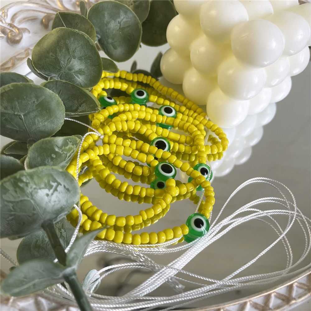 Bohemian Ác Mắt Đính Hạt Thắt Lưng Dây Chuyền Nữ Plus Kích Thước Châu Phi Không Trải Dài Đính Nơ-Trên Bụng Dây Chuyền Bikini mùa Hè Cơ Thể Trang Sức