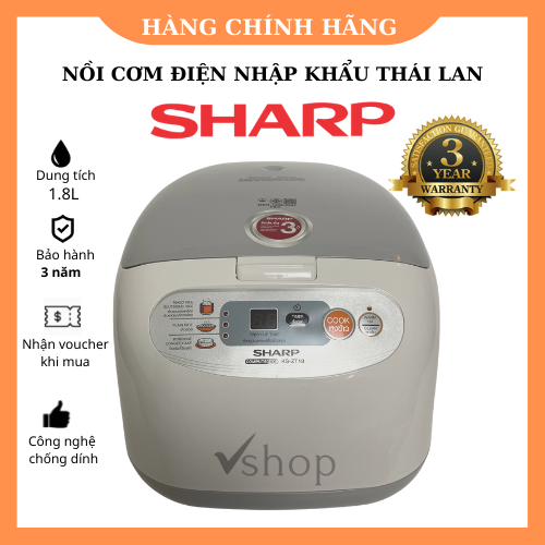 Nồi cơm điện sharp ks-zt18, nhập khẩu thái lan, đẹp, sang trọng, bảo hành 3 năm