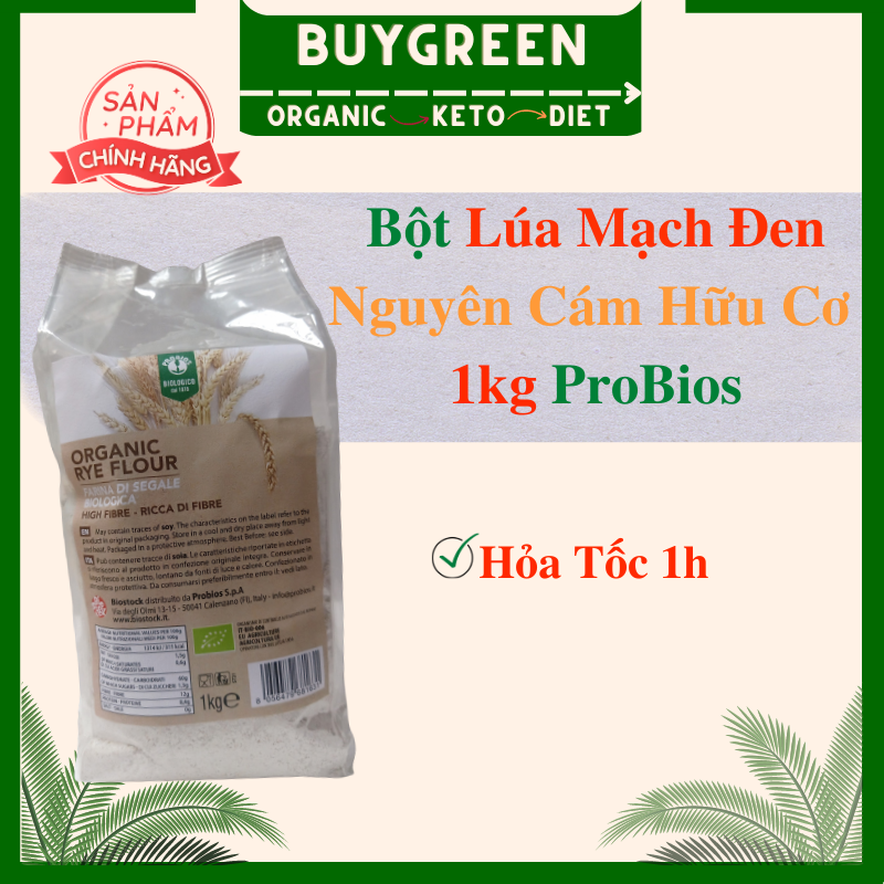 Bột lúa mạch đen nguyên cám hữu cơ 1kg ProBios Organic