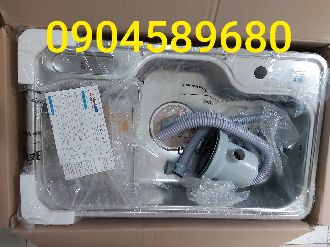 Chậu rửa bát 1 hố Hàn Quốc Sobisung SB-880-1, chấu rửa chén 1 hố đại, chậu rửa chén 1 hố hàn Quốc