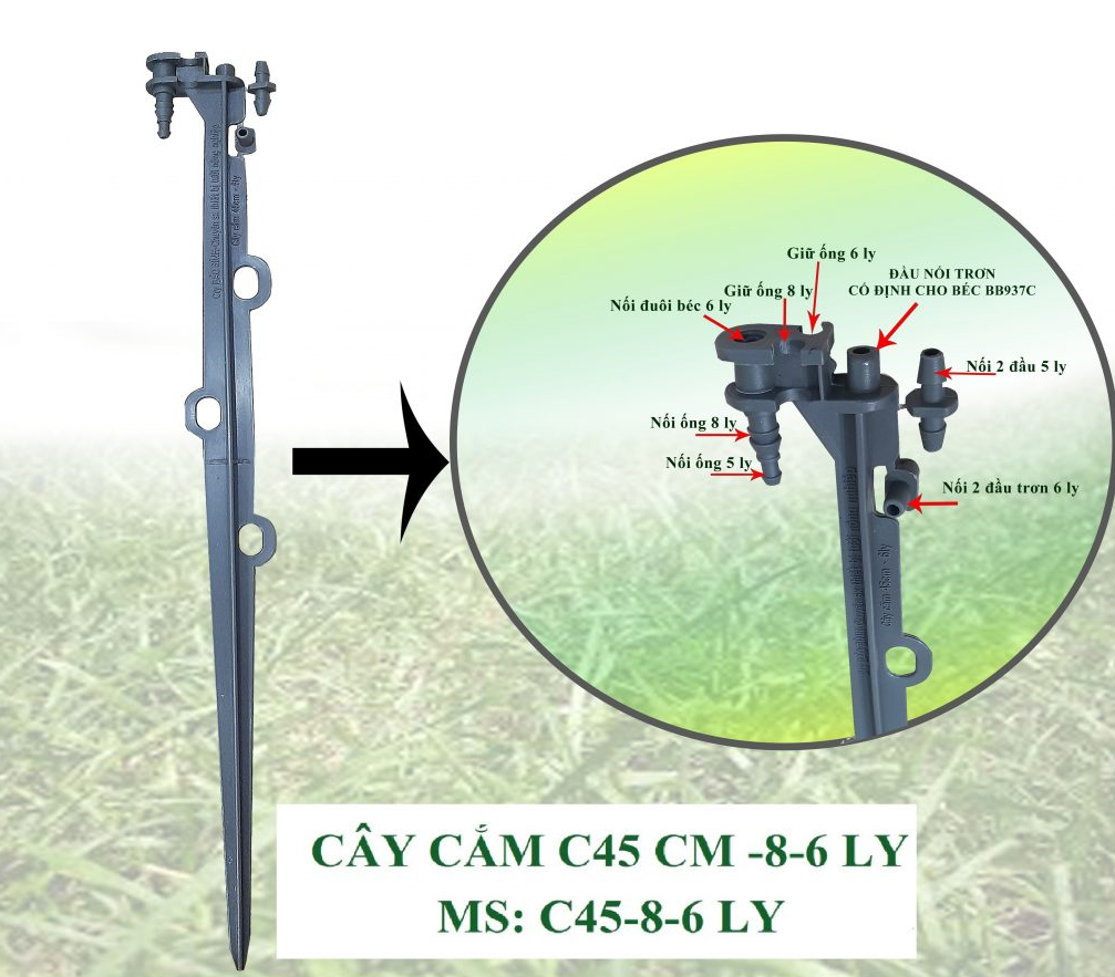 10 Cây cắm béc tưới cao 45cm dùng ống 6ly