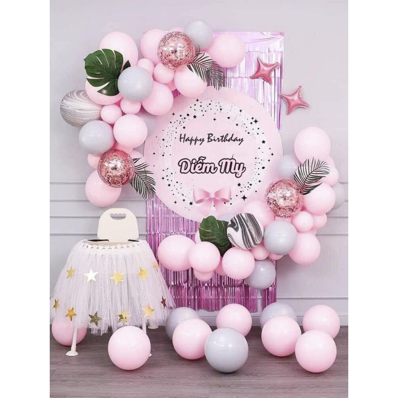 Set Bóng Kèm Phông Bạt Tone Hồng Pastel Có Ảnh Thật
